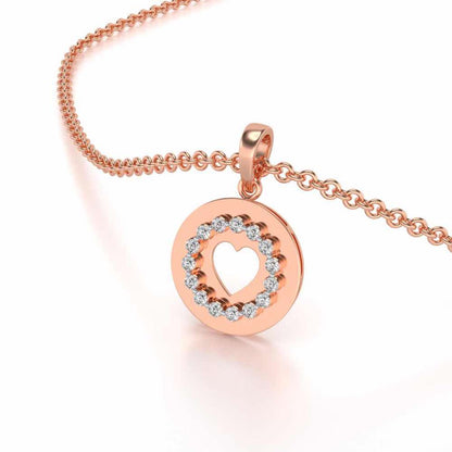 Surround Heart Silver Pendant - Rose Gold - Image 2