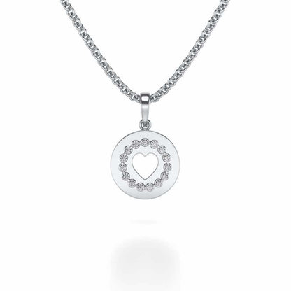 Surround Heart Silver Pendant - White Gold - Image 1