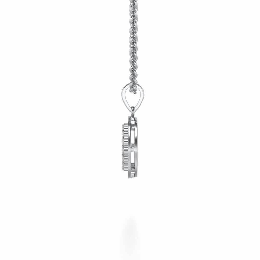 Surround Heart Silver Pendant - White Gold - Image 3