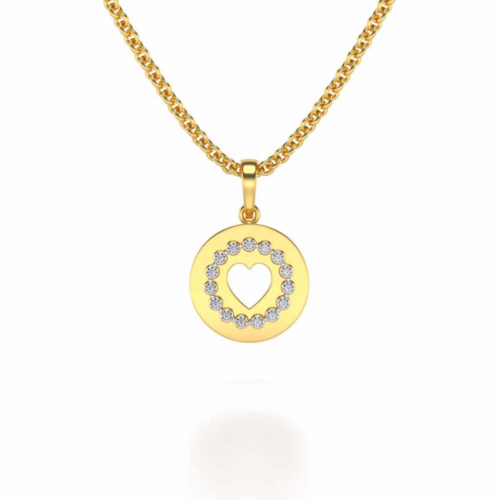 Surround Heart Silver Pendant - Yellow Gold - Image 1