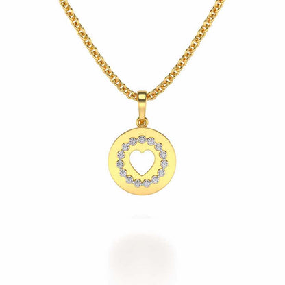 Surround Heart Silver Pendant - Yellow Gold - Image 1
