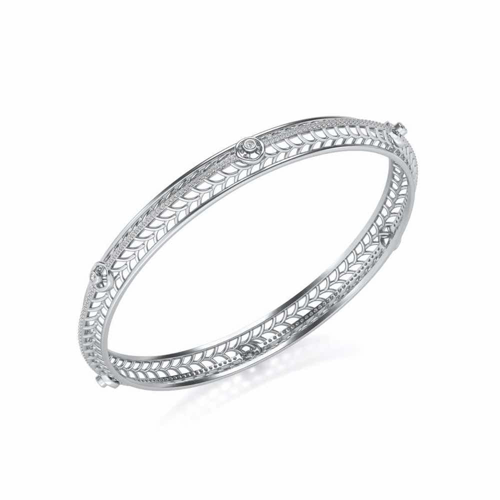 Sutbtle Glow Silver Bangles - White Gold - Image 1
