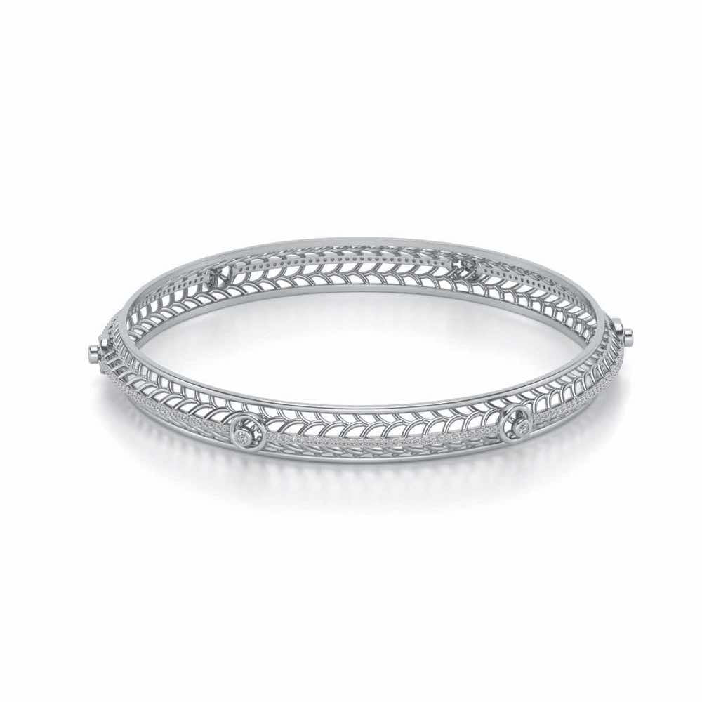 Sutbtle Glow Silver Bangles - White Gold - Image 2