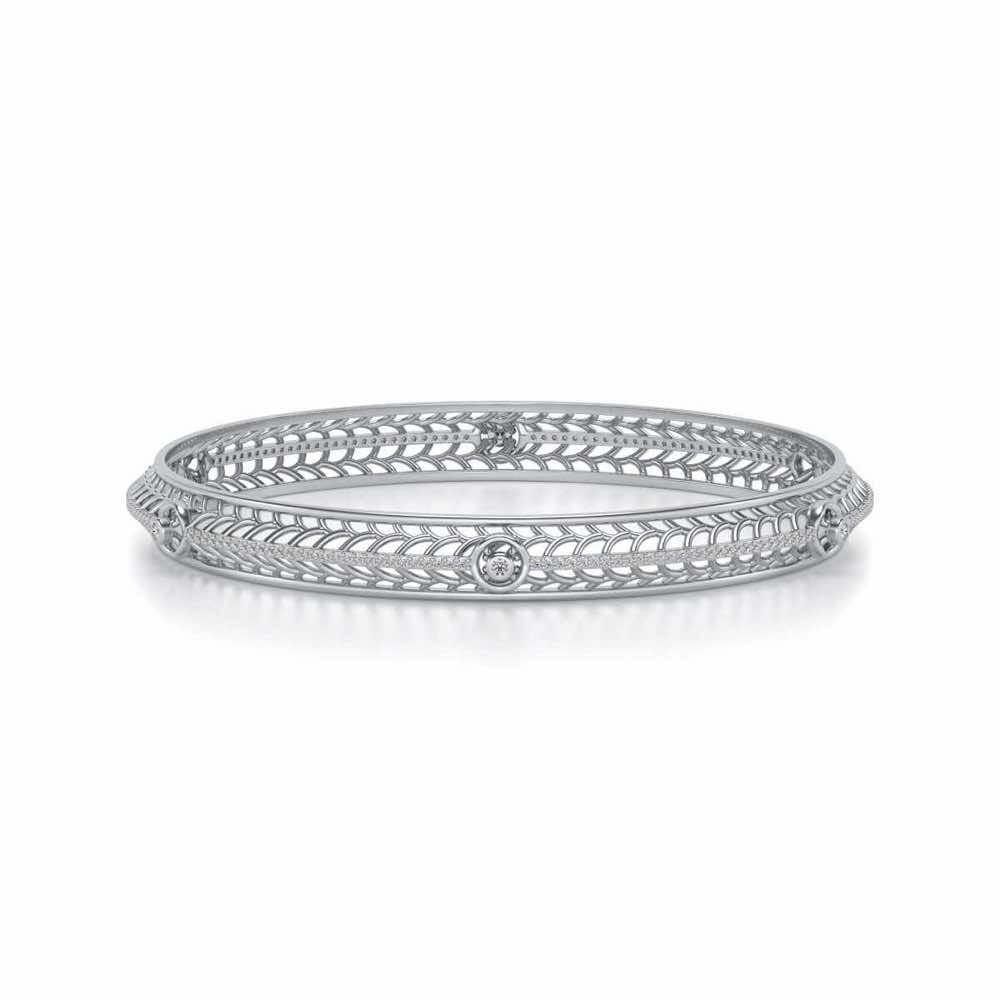 Sutbtle Glow Silver Bangles - White Gold - Image 4