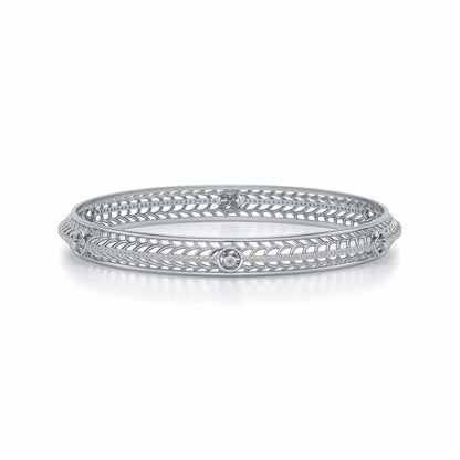 Sutbtle Glow Silver Bangles - White Gold - Image 4