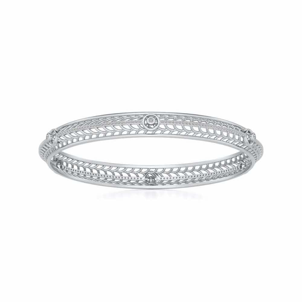 Sutbtle Glow Silver Bangles - White Gold - Image 5