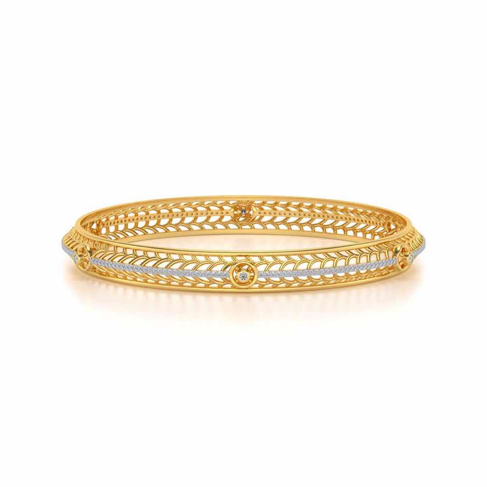 Sutbtle Glow Silver Bangles - Yellow Gold - Image 4