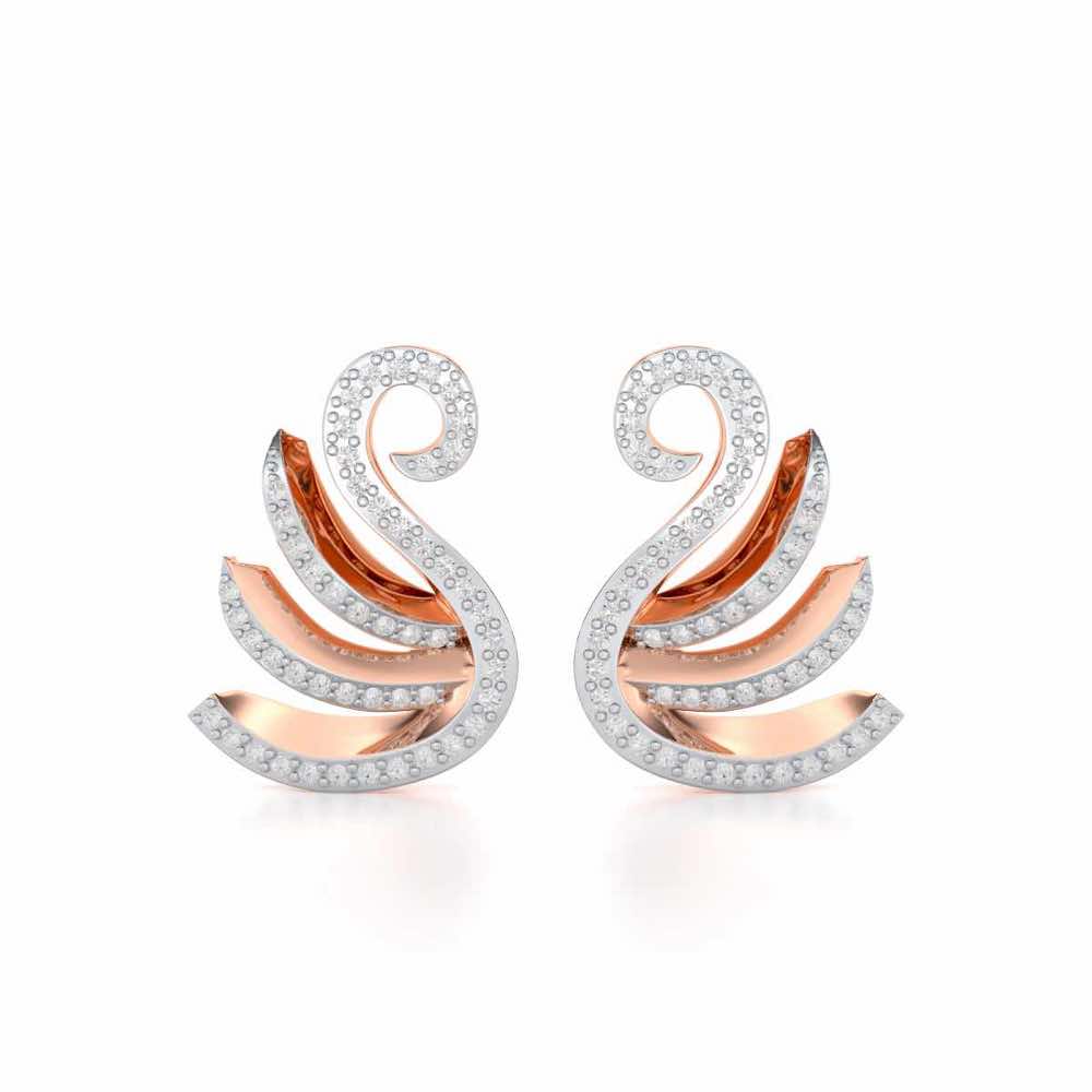 Swan Rhythm Silver Earrings - Rose Gold - Image 1