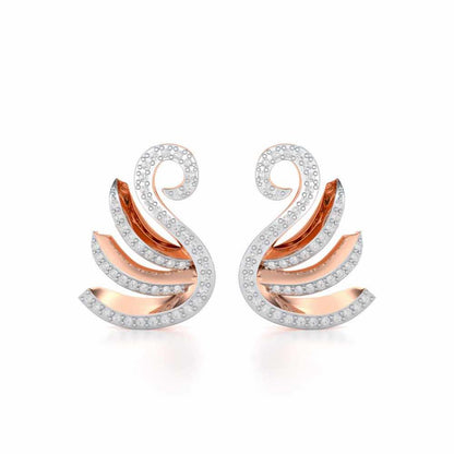 Swan Rhythm Silver Earrings - Rose Gold - Image 1