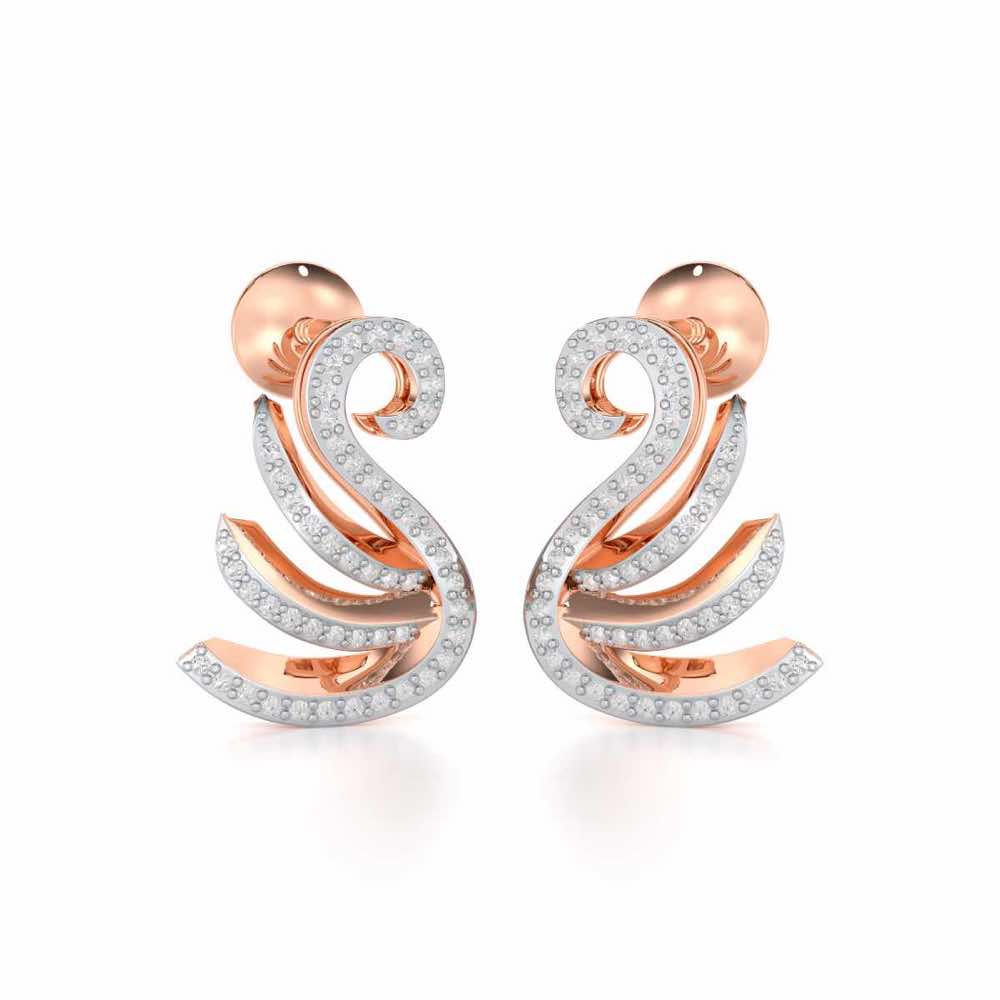 Swan Rhythm Silver Earrings - Rose Gold - Image 2