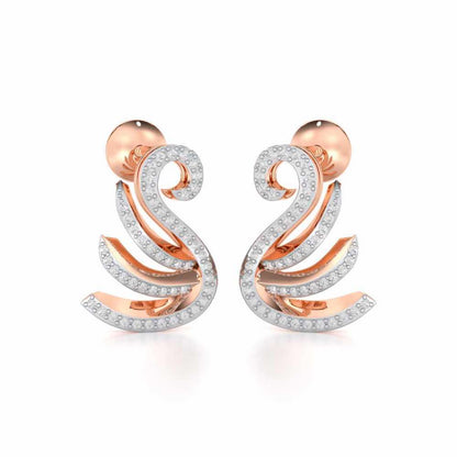 Swan Rhythm Silver Earrings - Rose Gold - Image 2