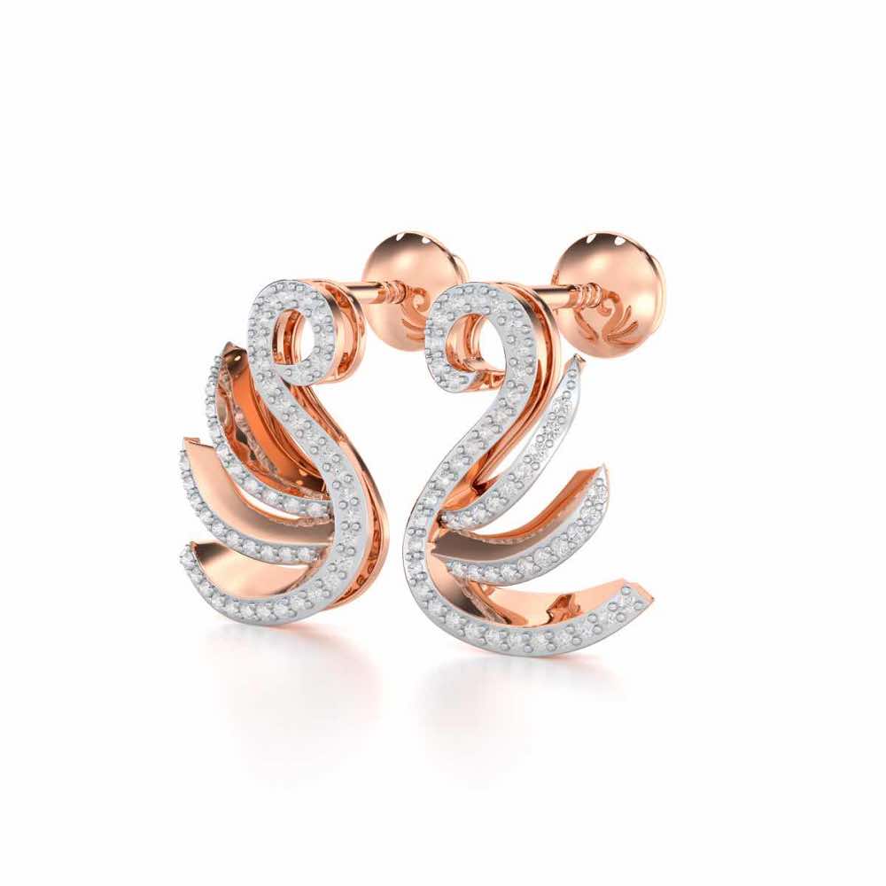 Swan Rhythm Silver Earrings - Rose Gold - Image 3