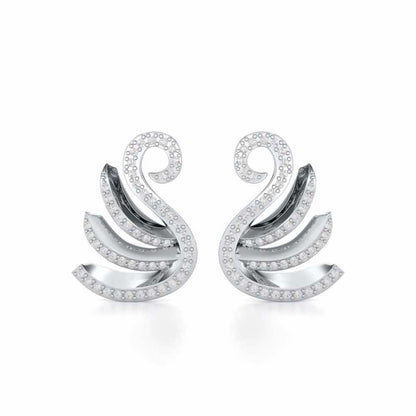 Swan Rhythm Silver Earrings - White Gold - Image 1
