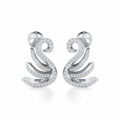 Swan Rhythm Silver Earrings - White Gold - Image 2