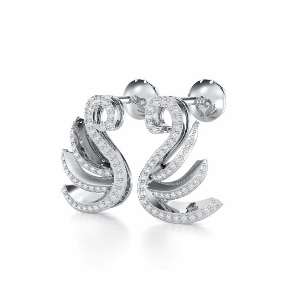 Swan Rhythm Silver Earrings - White Gold - Image 3