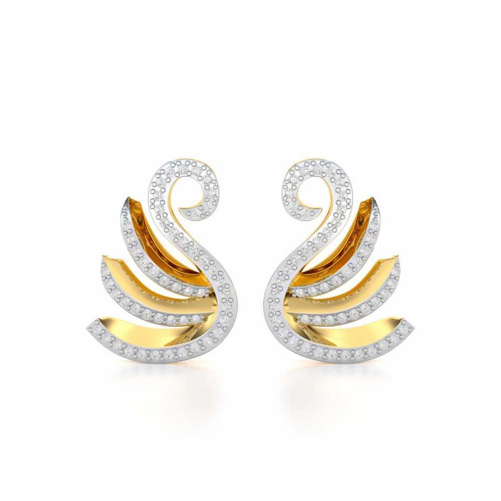 Swan Rhythm Silver Earrings - Yellow Gold - Image 1