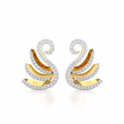 Swan Rhythm Silver Earrings - Yellow Gold - Image 1