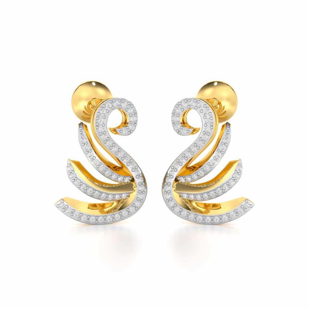 Swan Rhythm Silver Earrings - Yellow Gold - Image 2