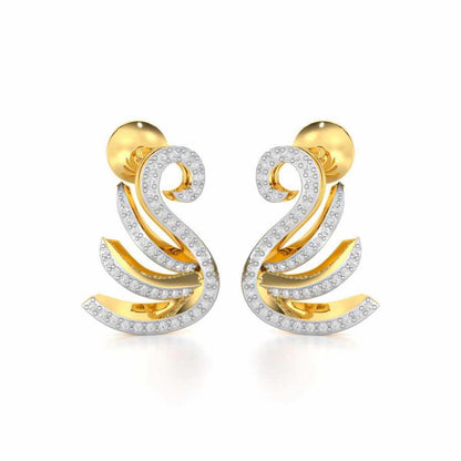Swan Rhythm Silver Earrings - Yellow Gold - Image 2