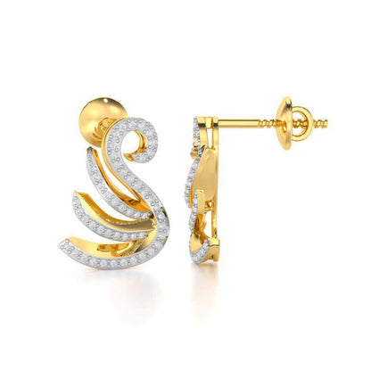 Swan Rhythm Silver Earrings - Yellow Gold - Image 4