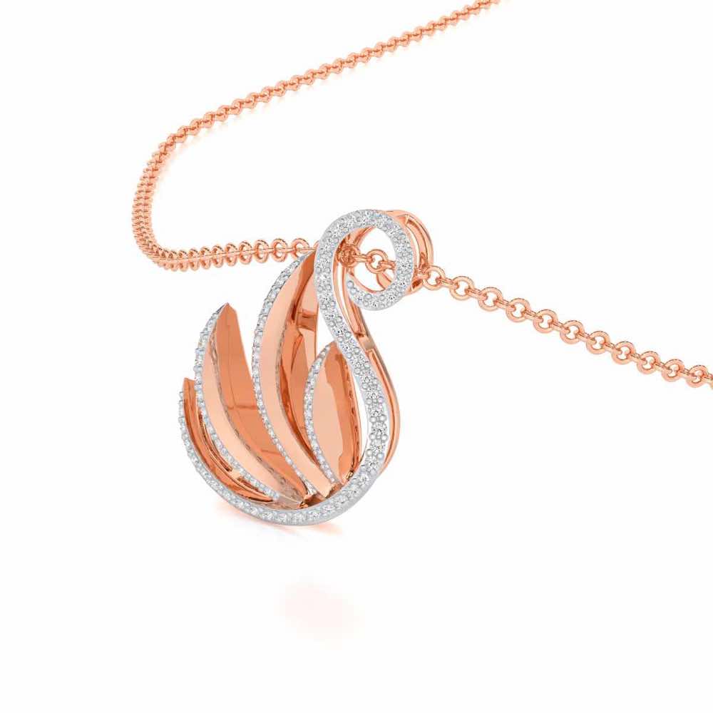 Swan Rhythm Silver Pendant - Rose Gold - Image 2