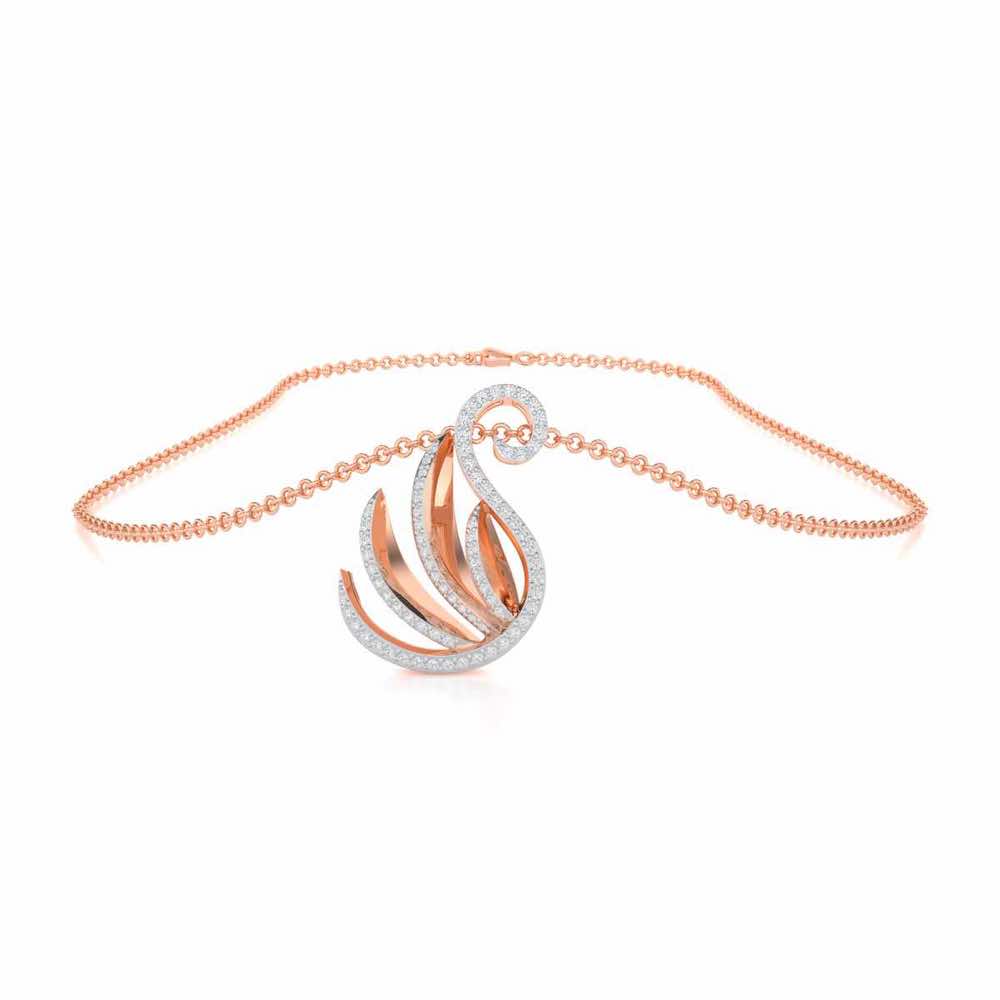 Swan Rhythm Silver Pendant - Rose Gold - Image 3