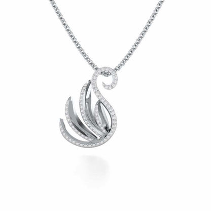 Swan Rhythm Silver Pendant - White Gold - Image 1