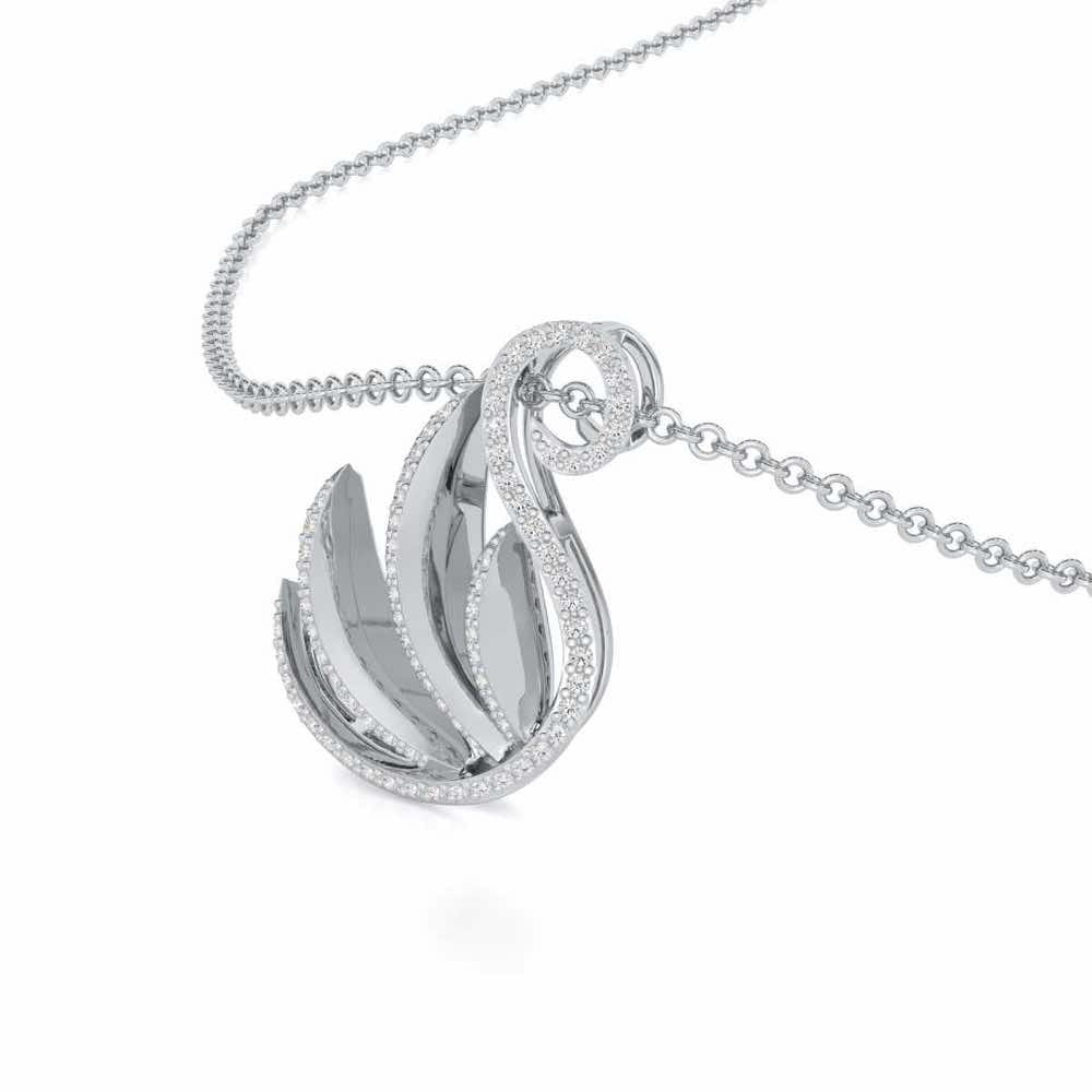 Swan Rhythm Silver Pendant - White Gold - Image 2