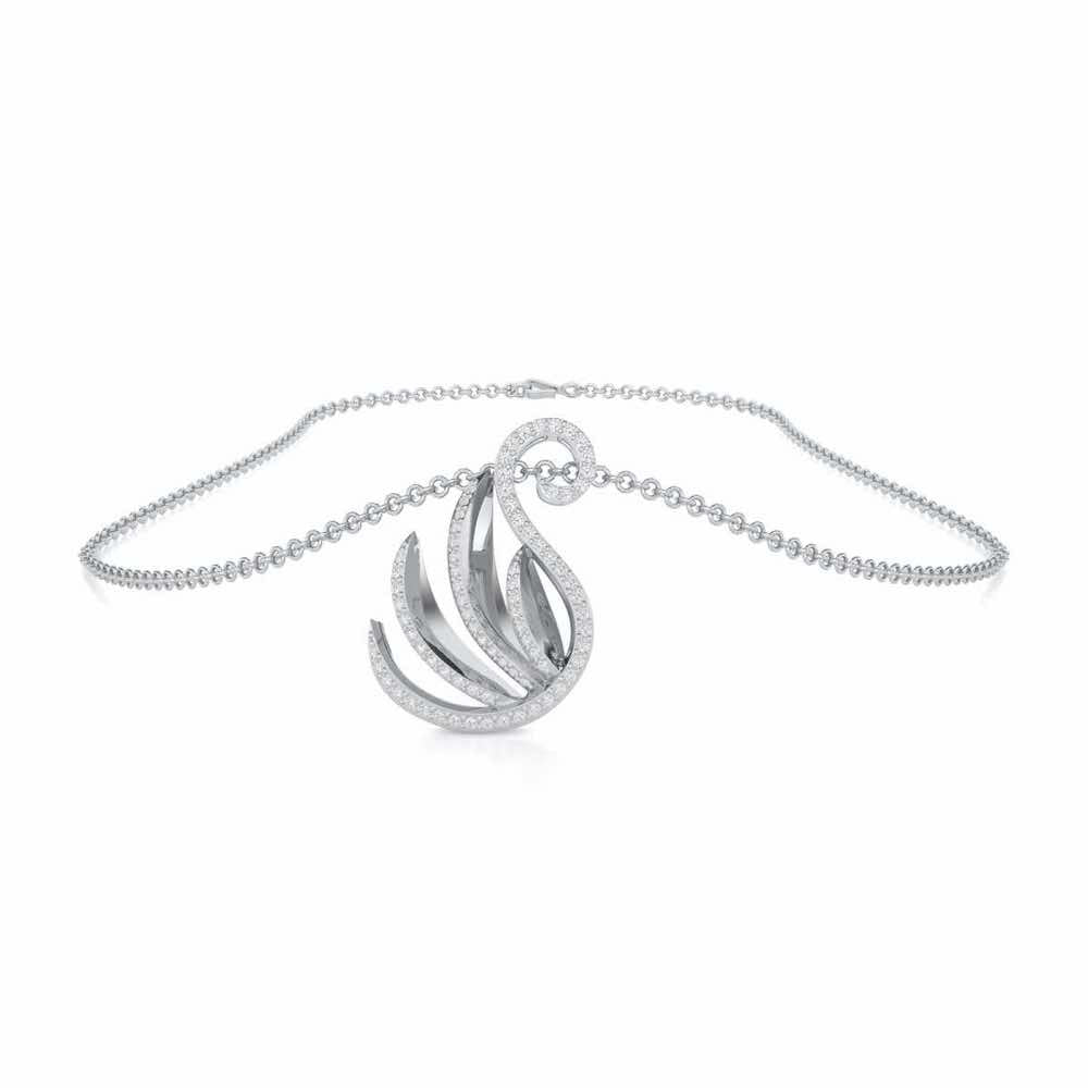 Swan Rhythm Silver Pendant - White Gold - Image 3