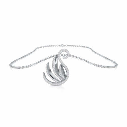 Swan Rhythm Silver Pendant - White Gold - Image 3