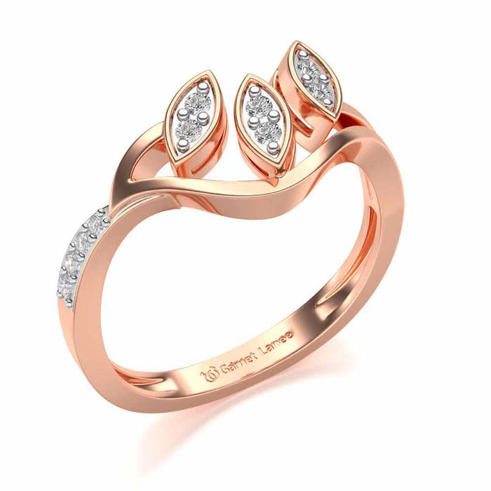 Swaying Leaves Silver Ring - Rose Gold - Image 1
