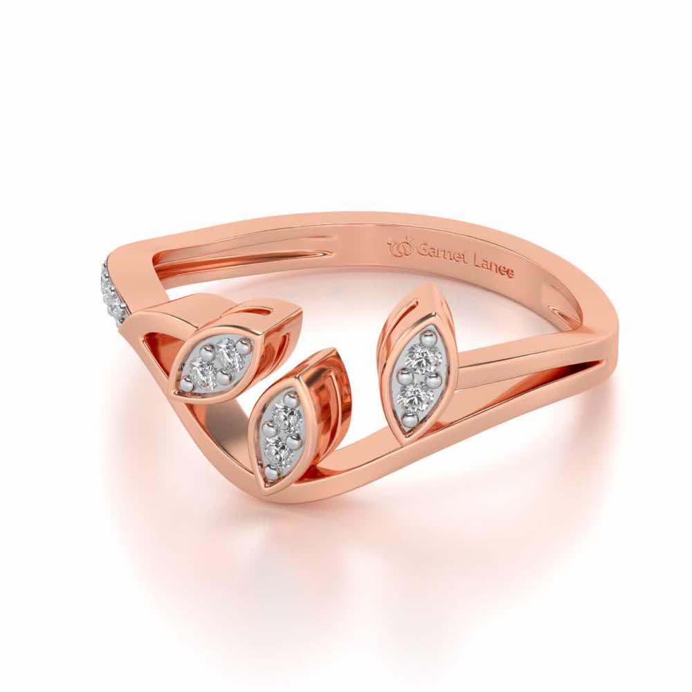 Swaying Leaves Silver Ring - Rose Gold - Image 2