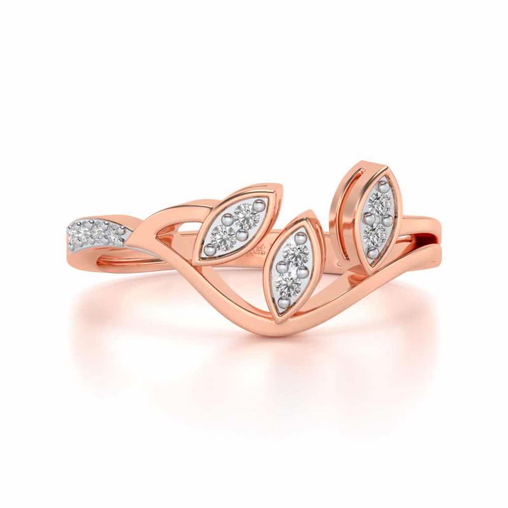 Swaying Leaves Silver Ring - Rose Gold - Image 4