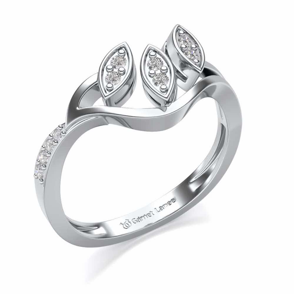 Swaying Leaves Silver Ring - White Gold - Image 1
