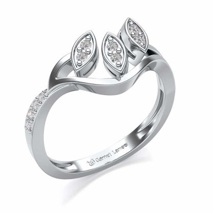 Swaying Leaves Silver Ring - White Gold - Image 1