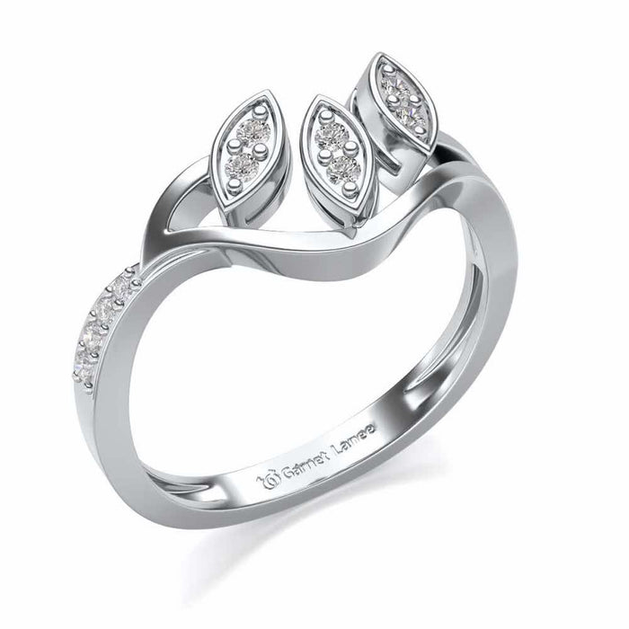 Swaying Leaves Silver Ring - White Gold - Image 1