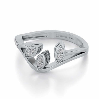 Swaying Leaves Silver Ring - White Gold - Image 2