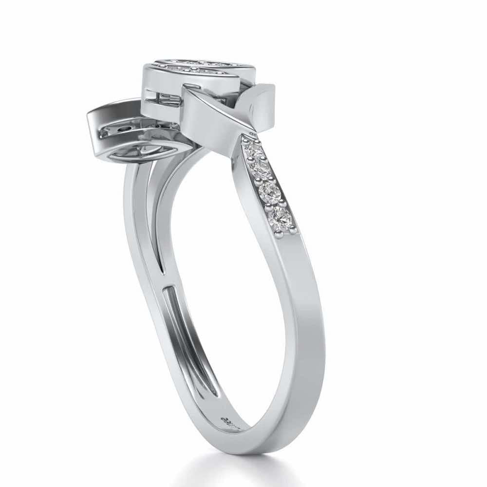 Swaying Leaves Silver Ring - White Gold - Image 3