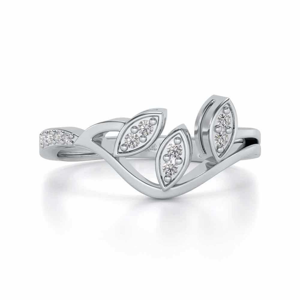 Swaying Leaves Silver Ring - White Gold - Image 4