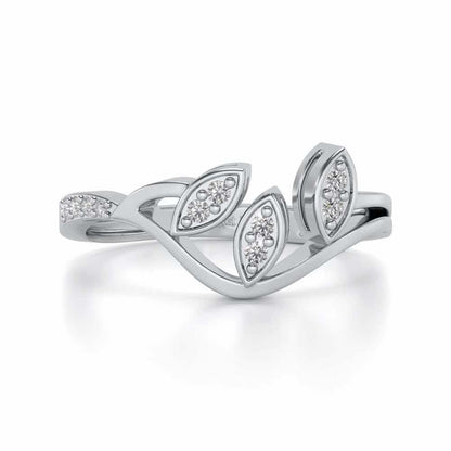 Swaying Leaves Silver Ring - White Gold - Image 4