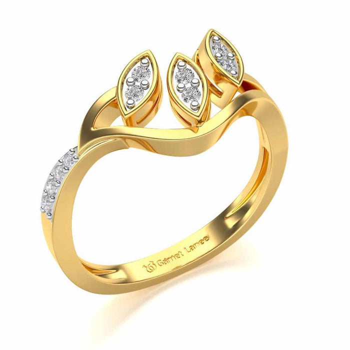 Swaying Leaves Silver Ring - Yellow Gold - Image 1
