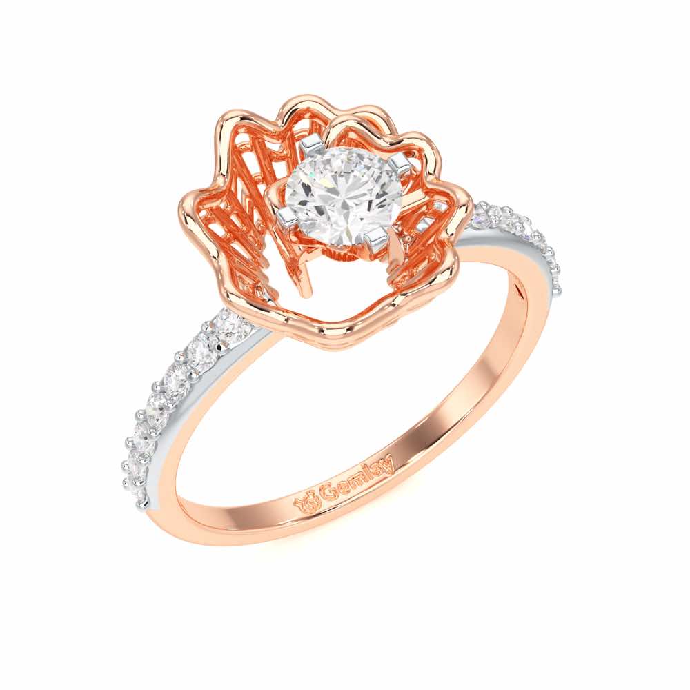 Swirl Bloom Solitaire Ring - Rose Gold - Image 1