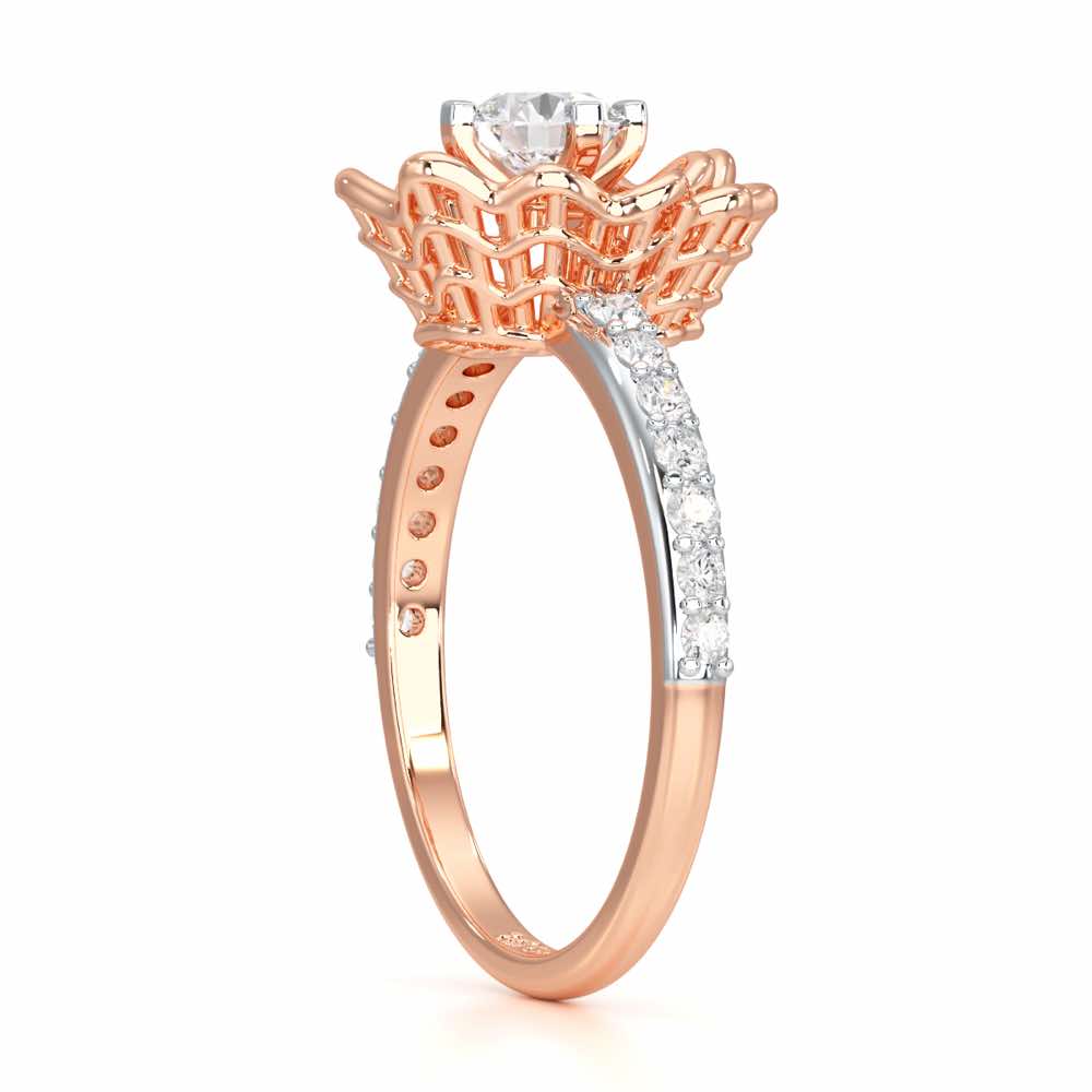 Swirl Bloom Solitaire Ring - Rose Gold - Image 3