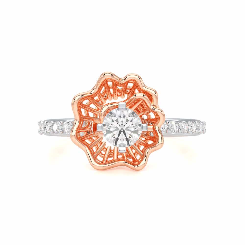 Swirl Bloom Solitaire Ring - Rose Gold - Image 4