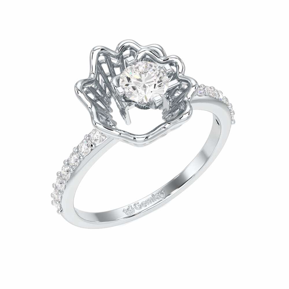 Swirl Bloom Solitaire Ring - White Gold - Image 1