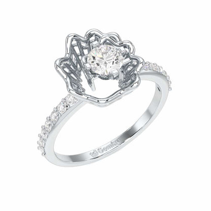 Swirl Bloom Solitaire Ring - White Gold - Image 1