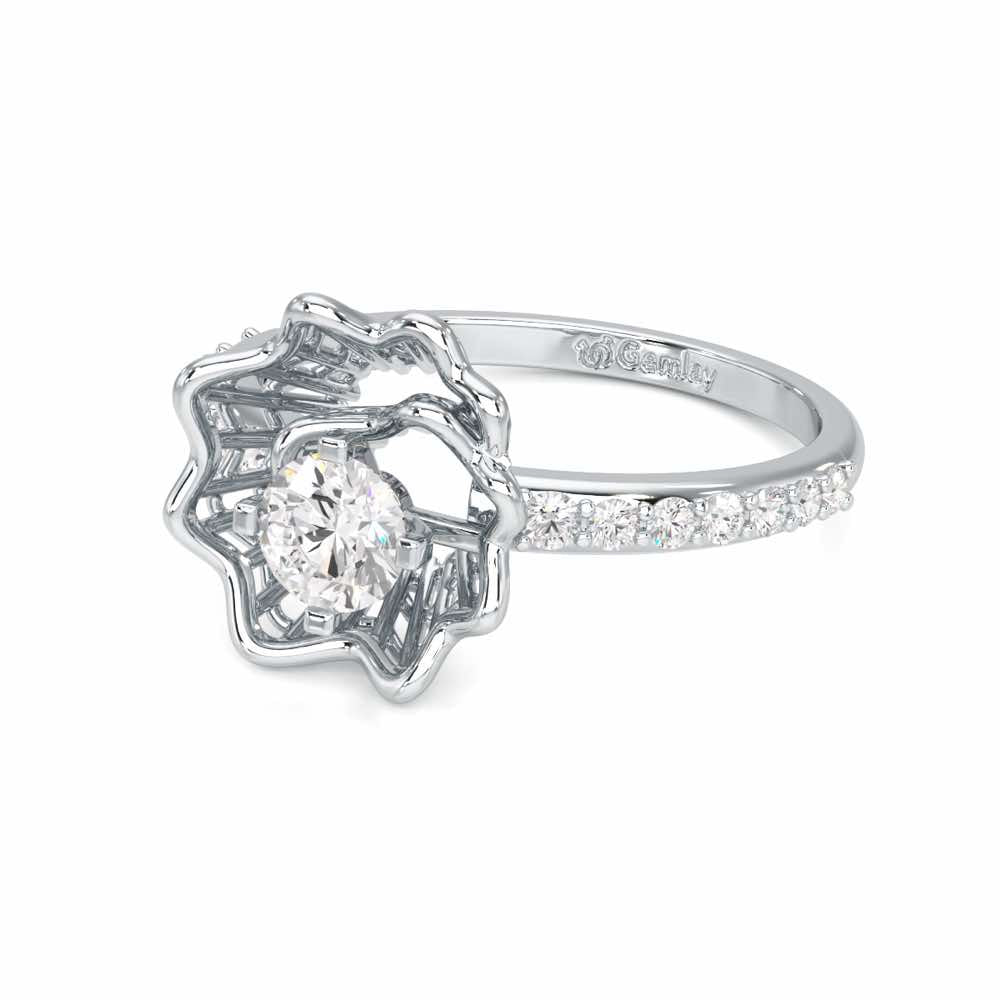 Swirl Bloom Solitaire Ring - White Gold - Image 2