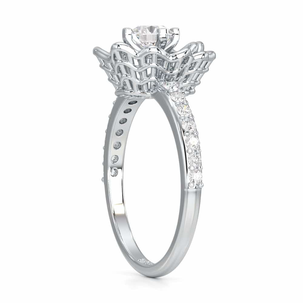 Swirl Bloom Solitaire Ring - White Gold - Image 3