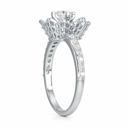 Swirl Bloom Solitaire Ring - White Gold - Image 3