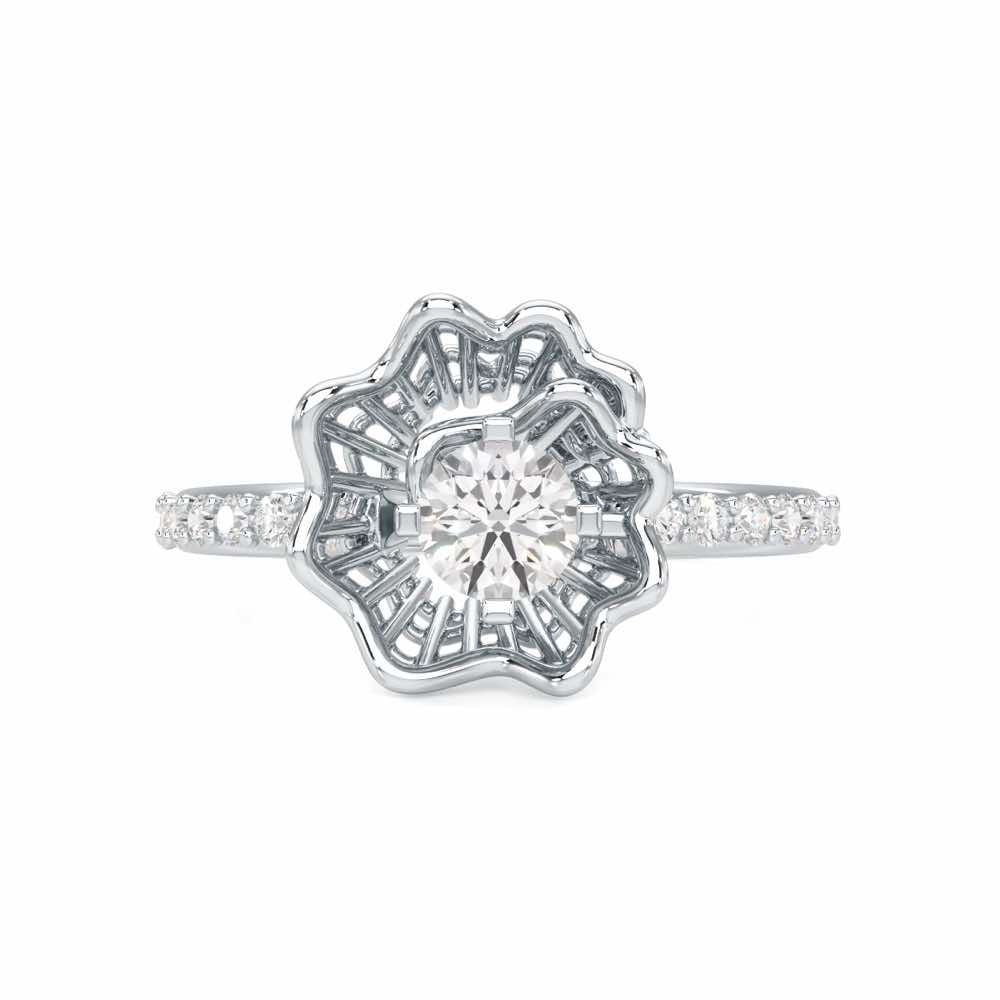 Swirl Bloom Solitaire Ring - White Gold - Image 4